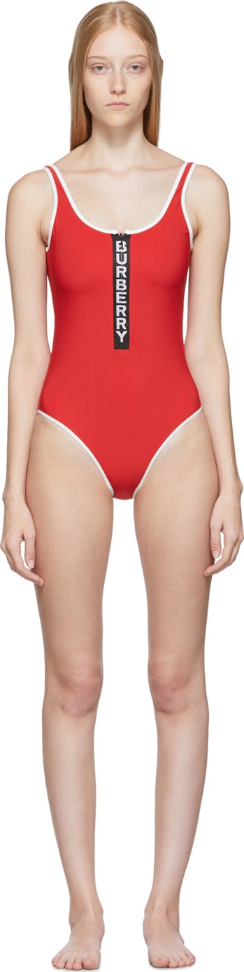 Burberry London England Red Zeta One-Piece Swimsuit