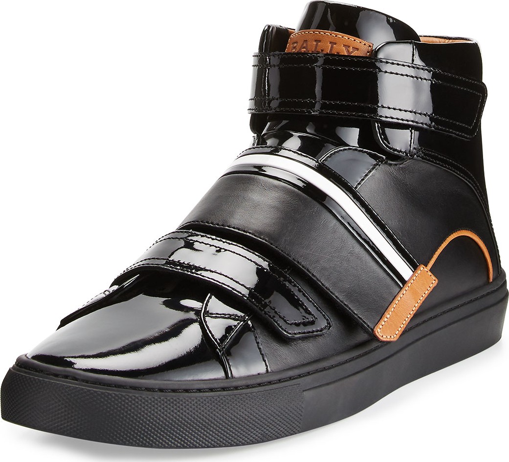 Bally Men's Herick Leather High-Top Sneakers, Black
