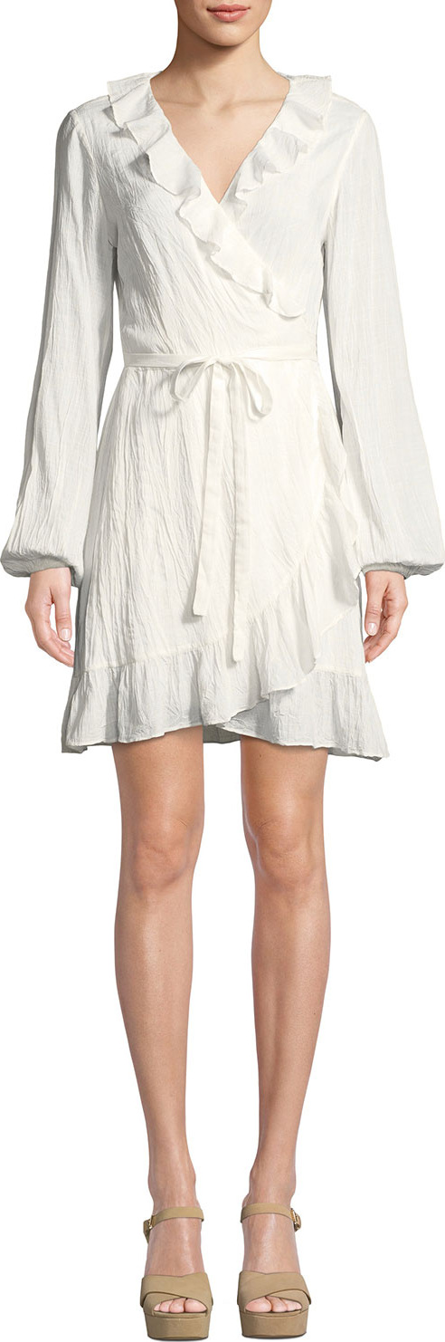 PAIGE Shawna Long-Sleeve Ruffle Wrap Dress