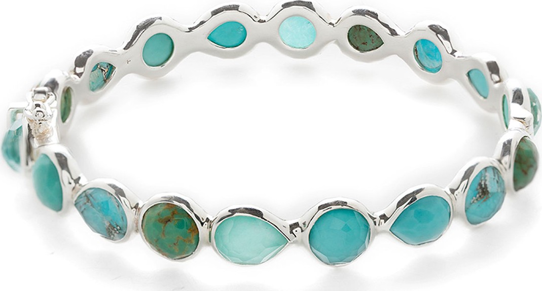 IPPOLITA Rock Candy® Sterling Silver All Around Hinged Bangle in Blue/Brown