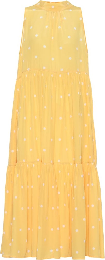 Asceno Dotted silk crêpe midi dress