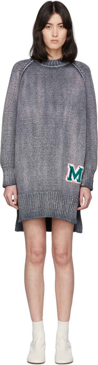 MM6 Maison Margiela Blue Knit 'M' Sweater Dress