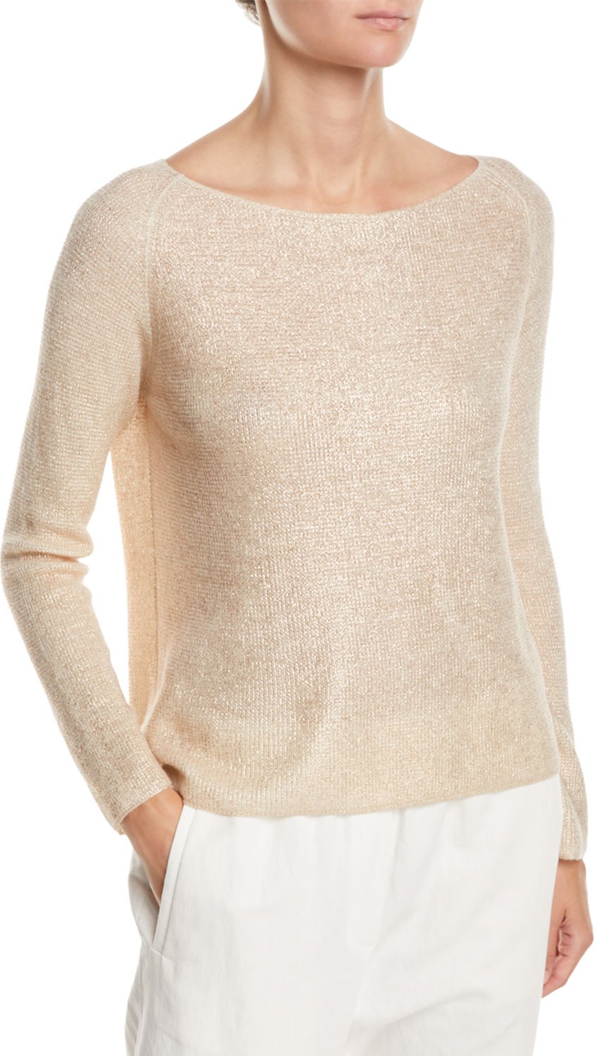 Forte Forte Boat-Neck Long-Sleeve Cashmere-Silk Top
