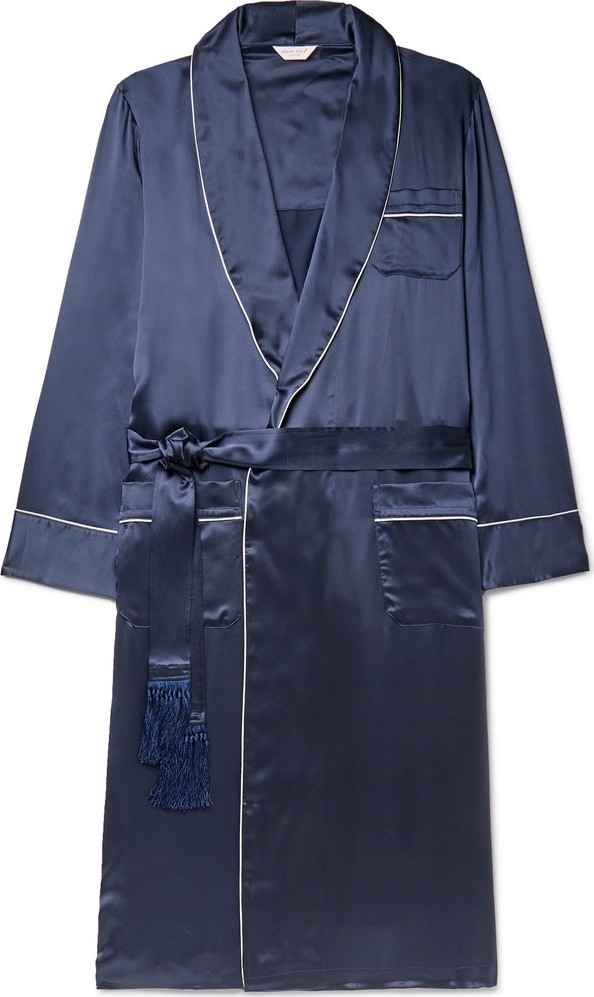 Derek Rose Bailey Piped Silk Robe