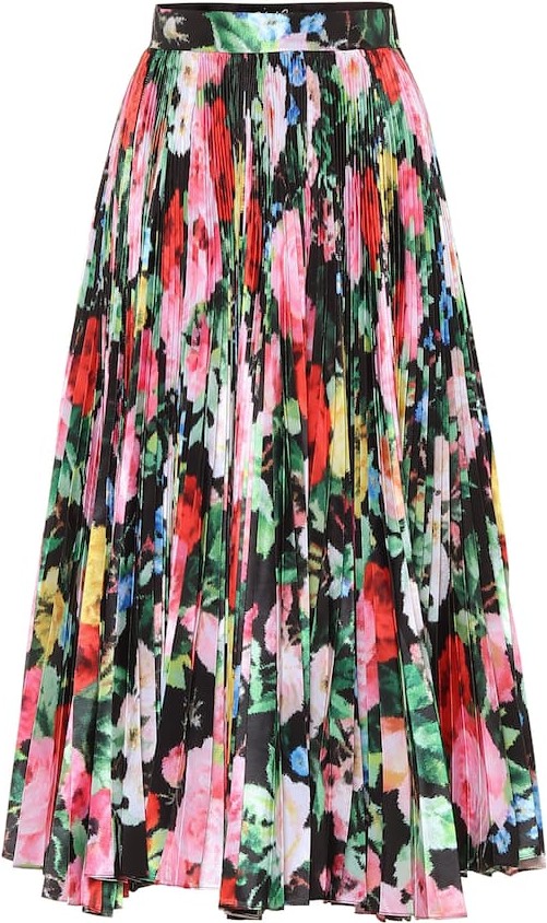 Richard Quinn Floral pleated taffeta midi skirt
