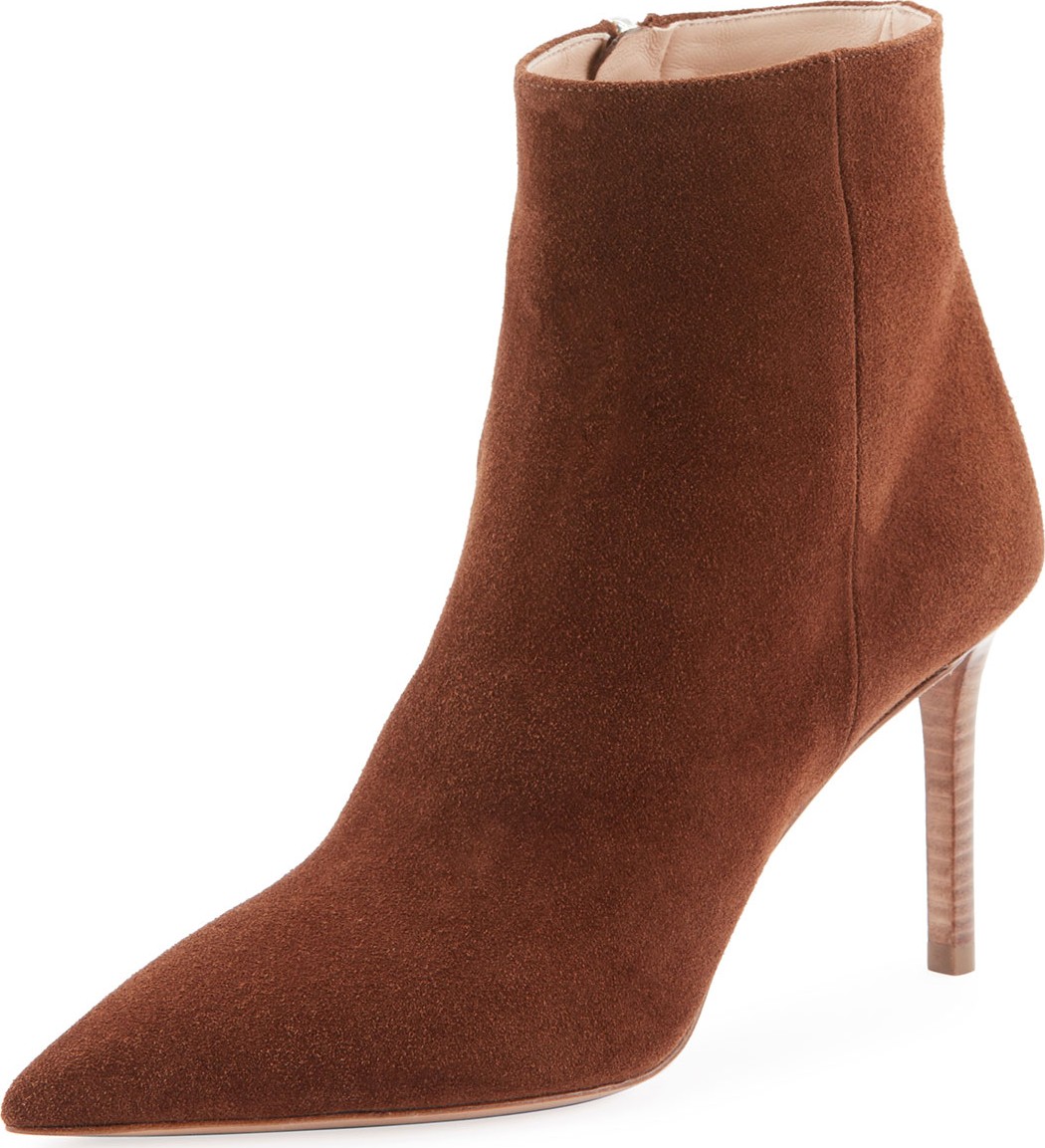 Prada Suede Point-Toe Zip Booties