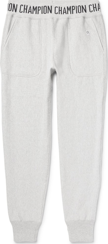 Todd Snyder + Champion Slim-Fit Tapered Logo-Jacquard Loopback Cotton-Jersey Sweatpants
