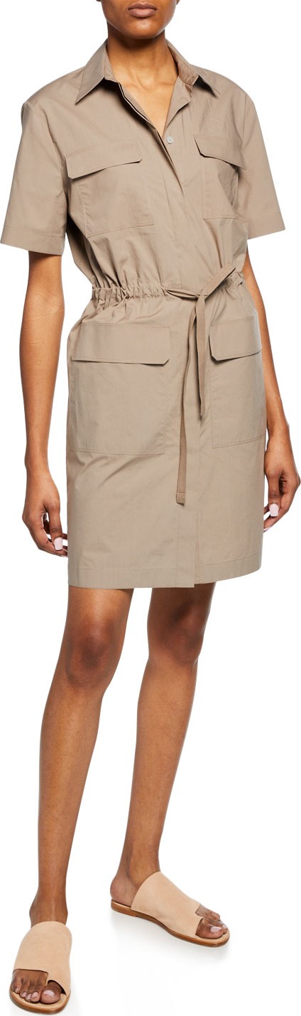 Theory Travel Cotton Short-Sleeve Utility Dress