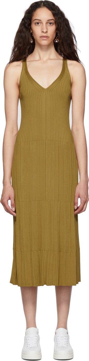Chloe Gold Sleeveless Mid Dress