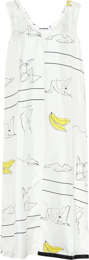 Jil Sander Printed silk dress midi