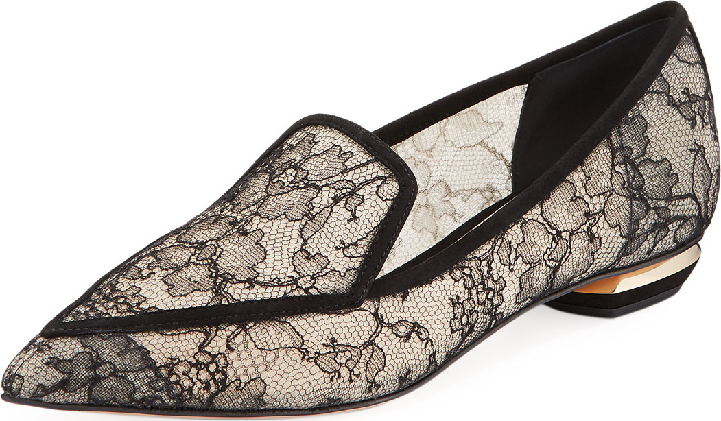 Nicholas Kirkwood Beya Lace Point-Toe Flat Loafers