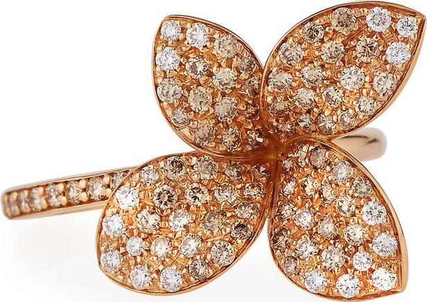 Pasquale Bruni Giardini Segreti Petite Flower Ring with Diamonds in 18K Rose Gold