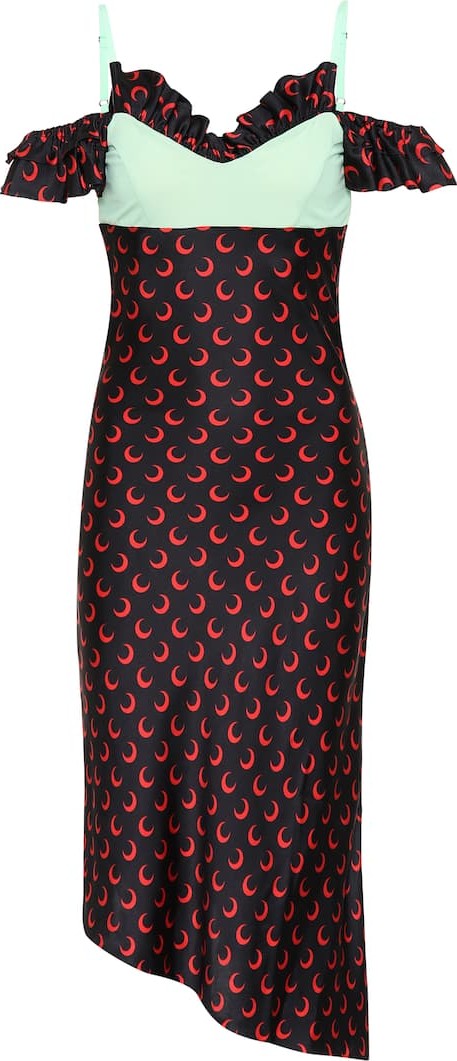 Marine Serre Off-the-shoulder printed midi dress