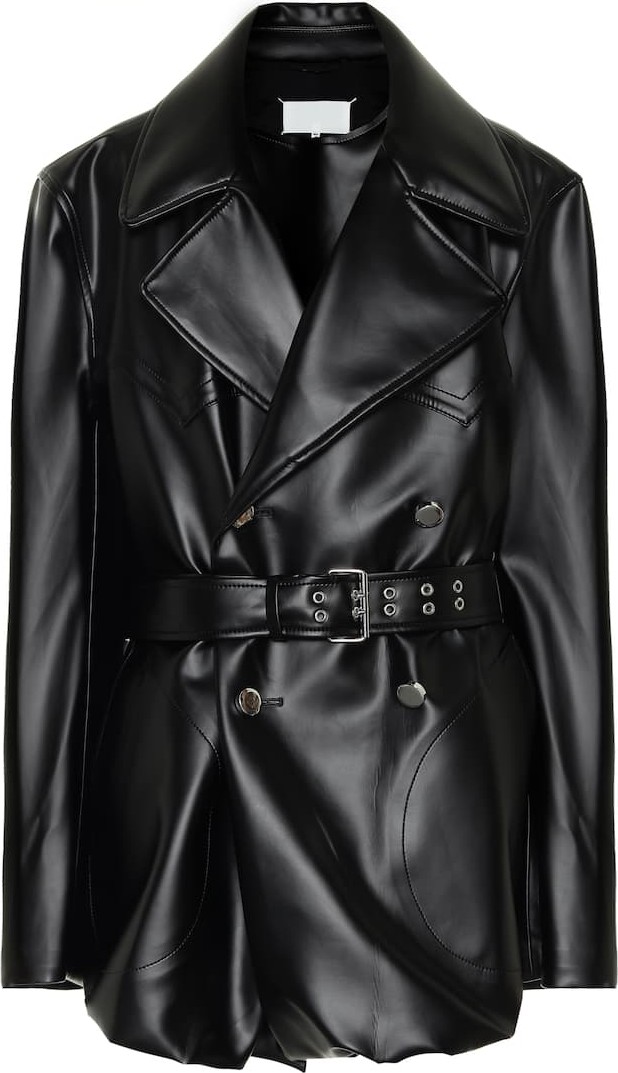 Maison Margiela Belted faux-leather coat