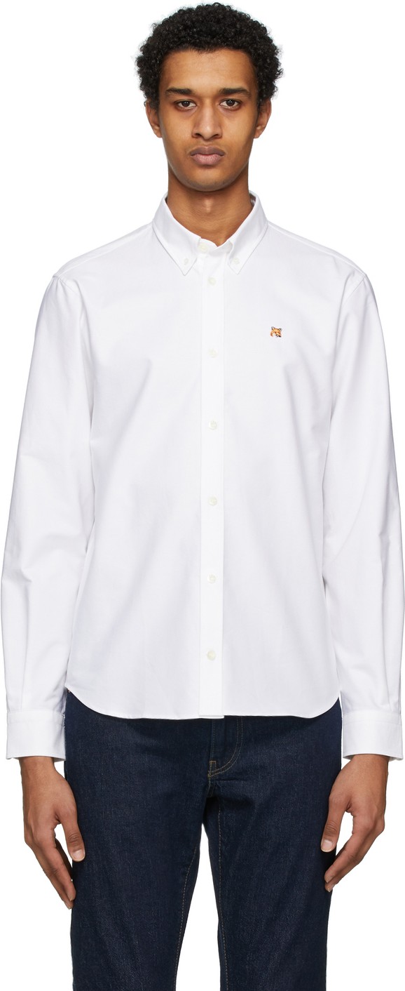 Maison Kitsune White Fox Head Oxford Shirt