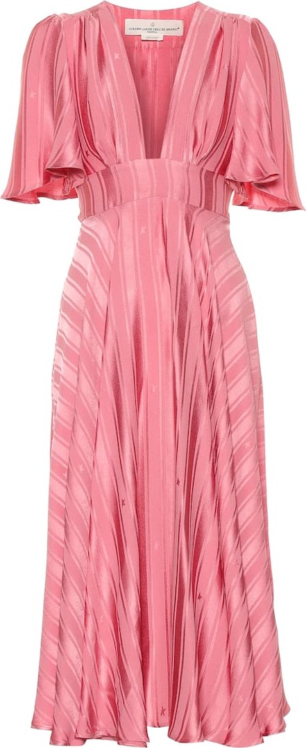 Golden Goose Deluxe Brand Hana striped crêpe and satin dress