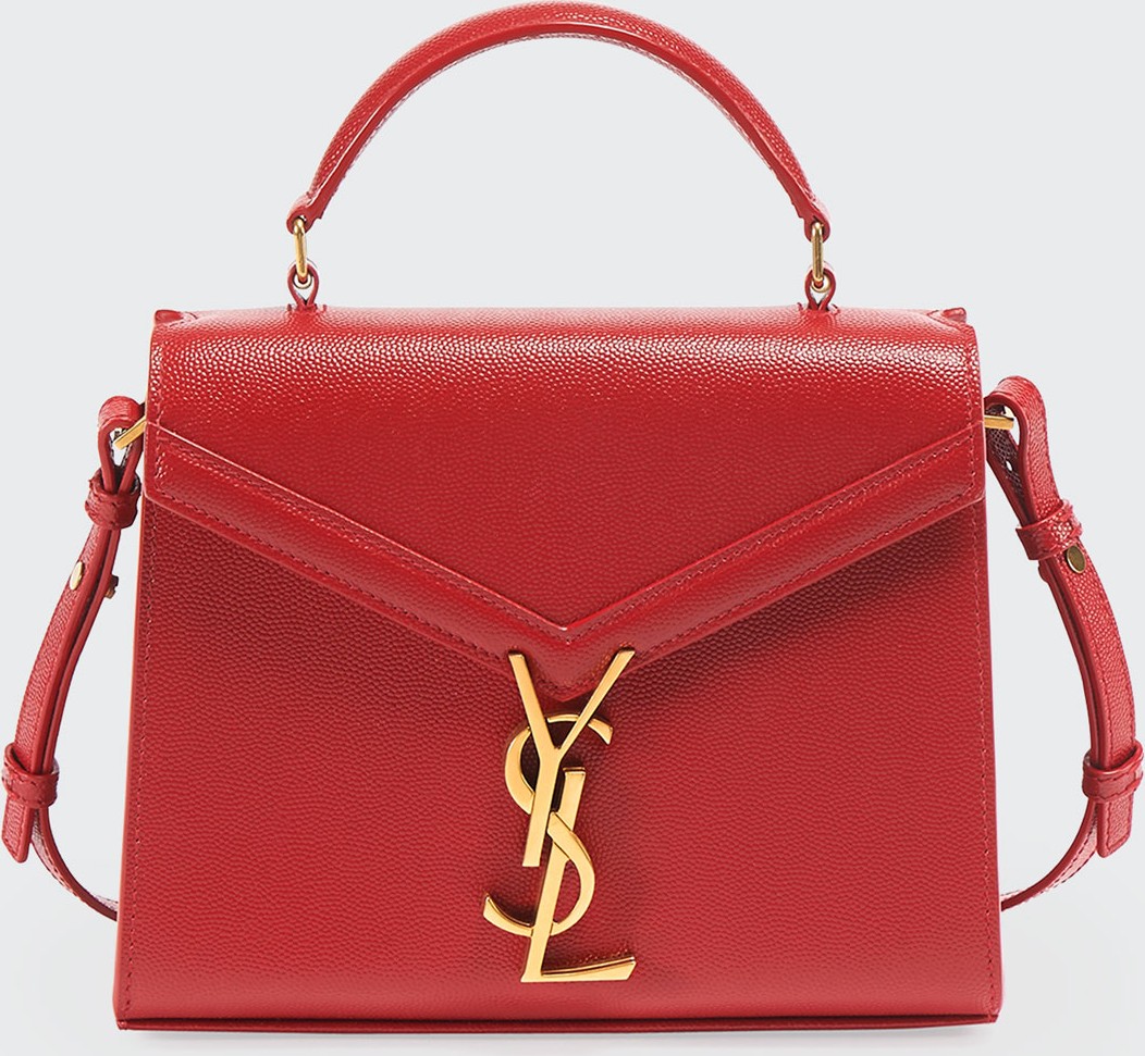 Saint Laurent Cassandra Mini Grain de Poudre Leather Top-Handle Bag