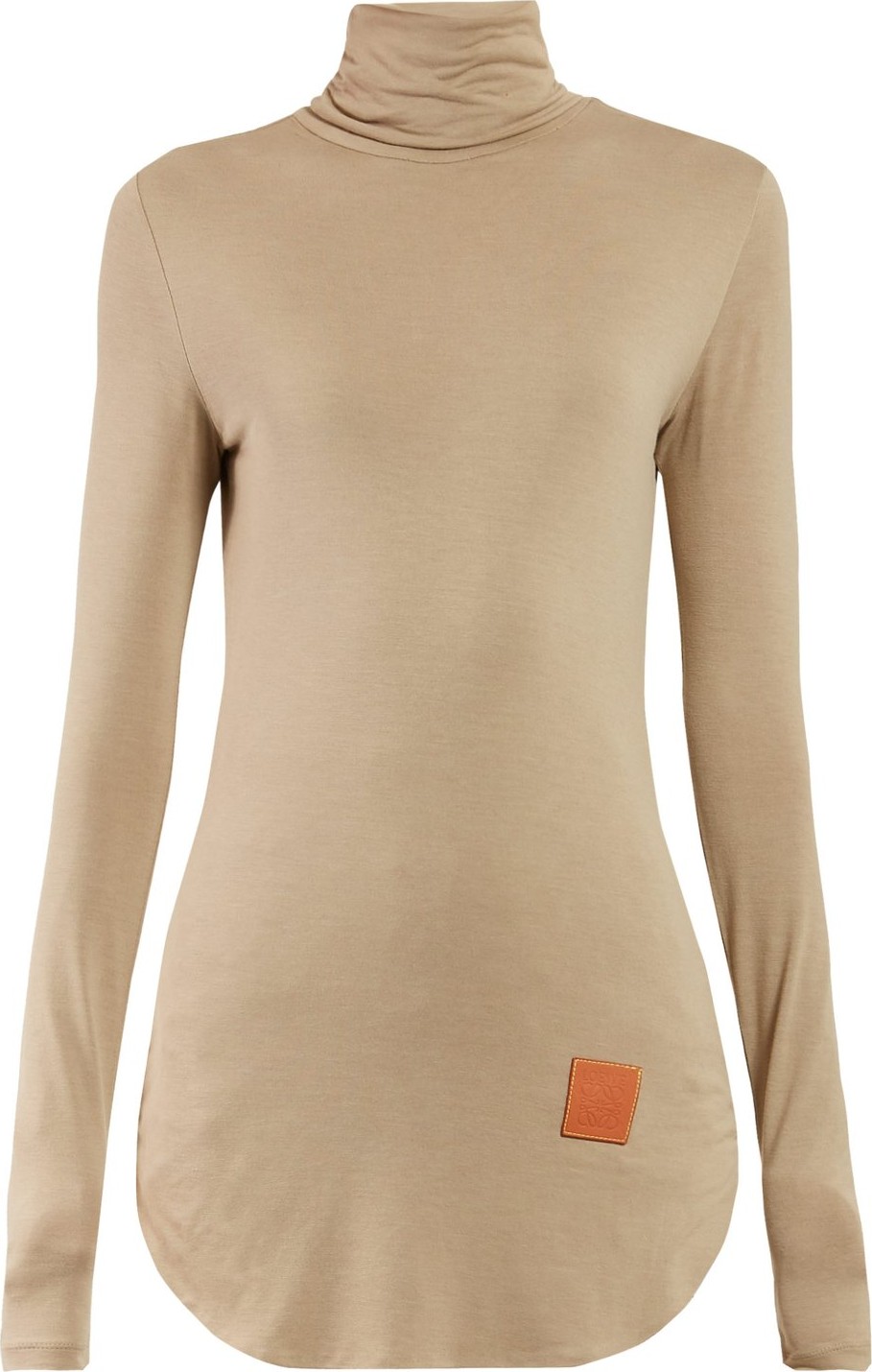 LOEWE Roll-neck logo-patch silk top