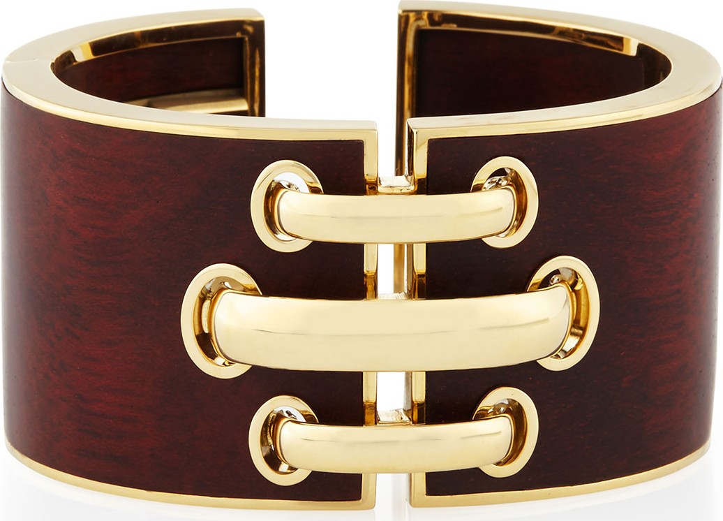David Webb 18k Gold Bloodwood Shoelace Cuff Bracelet