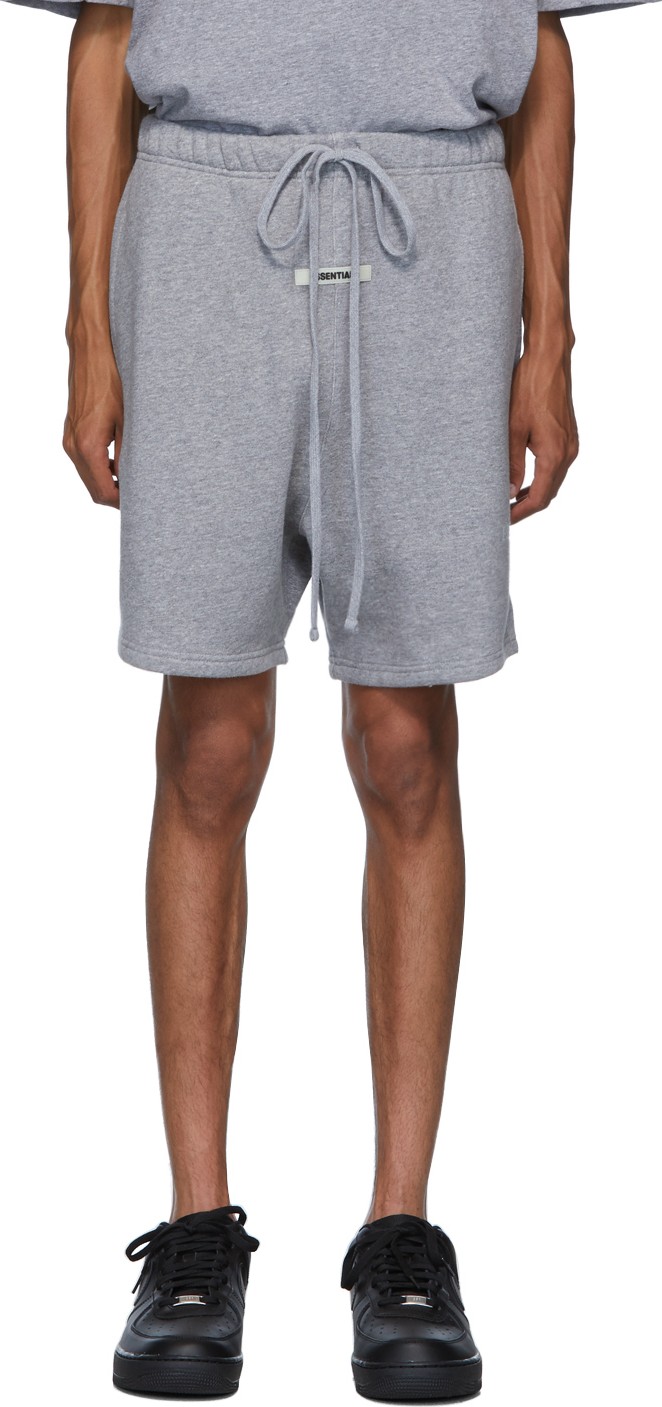 Essentials Grey Reflective Logo Sweat Shorts