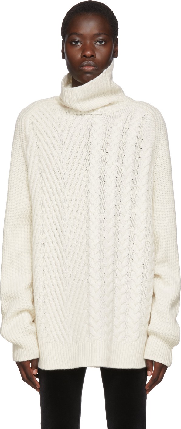 Haider Ackermann Off-White Cable & Ribbed Turtleneck