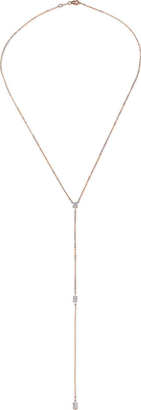 Anita Ko 18k Rose Gold Pear & Double Marquise Diamond Lariat