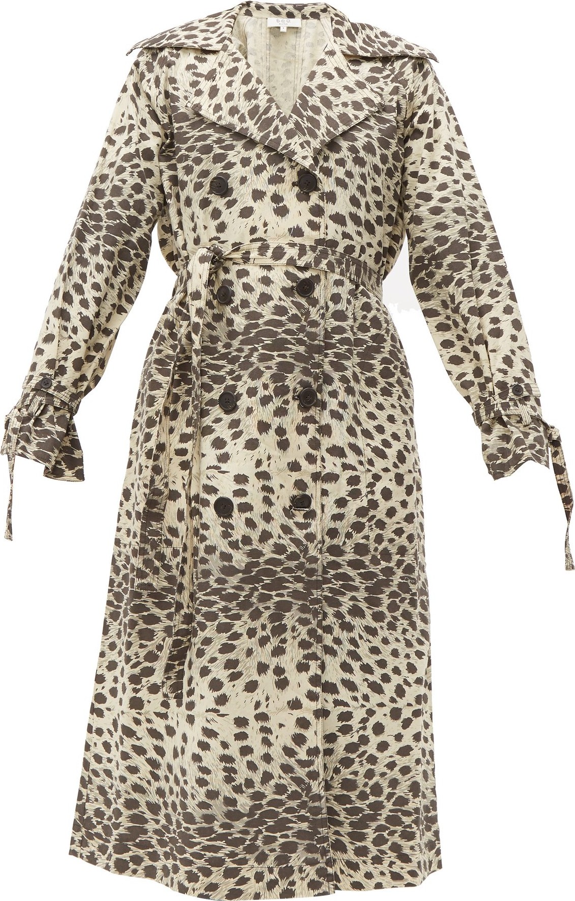 SEA Leo leopard-print cotton trench coat