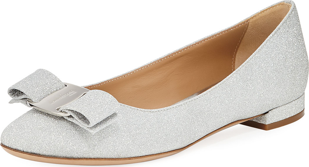 Salvatore Ferragamo Varina Glitter Bow Ballet Flat