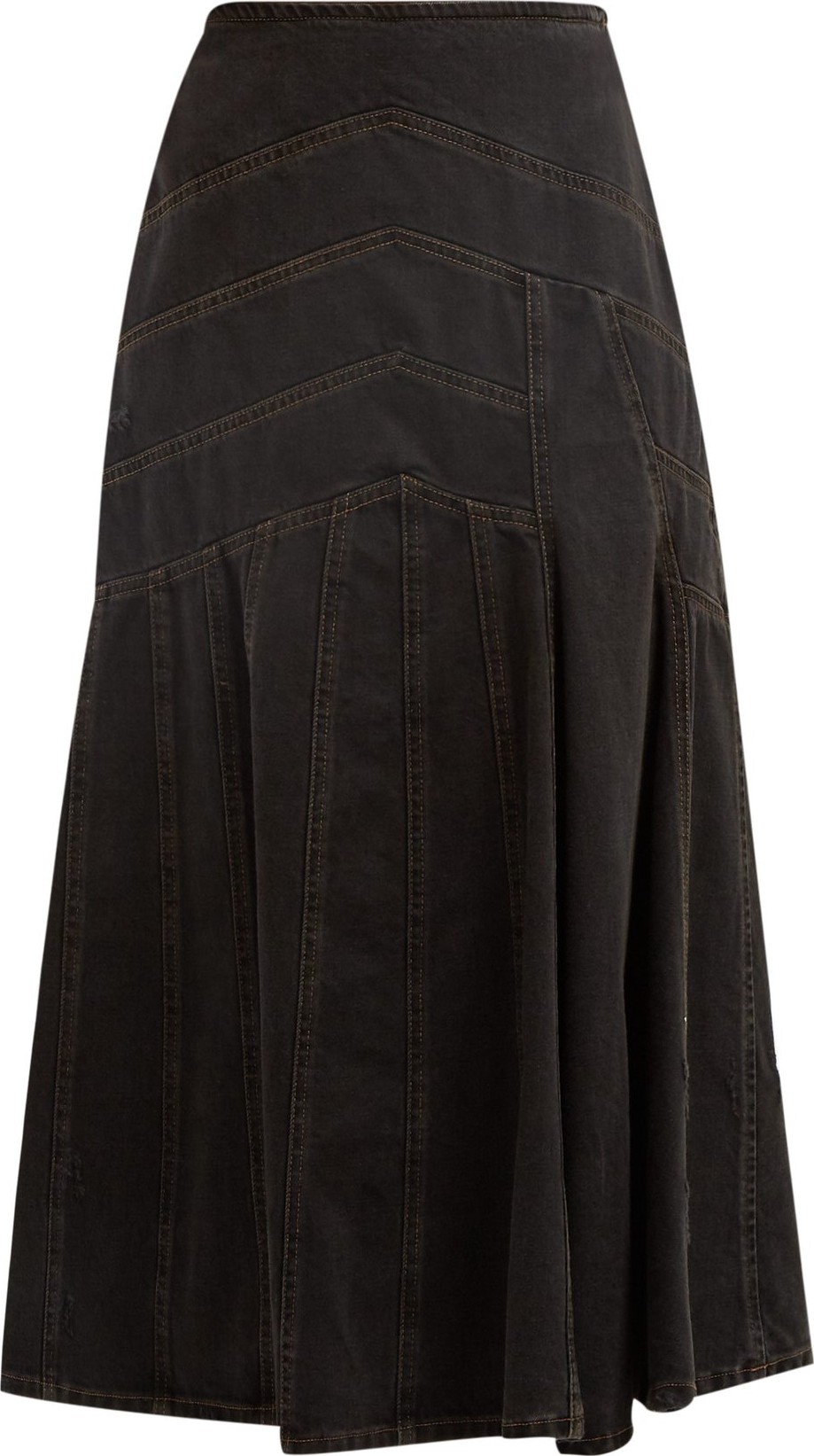 Miu Miu Panelled denim midi skirt