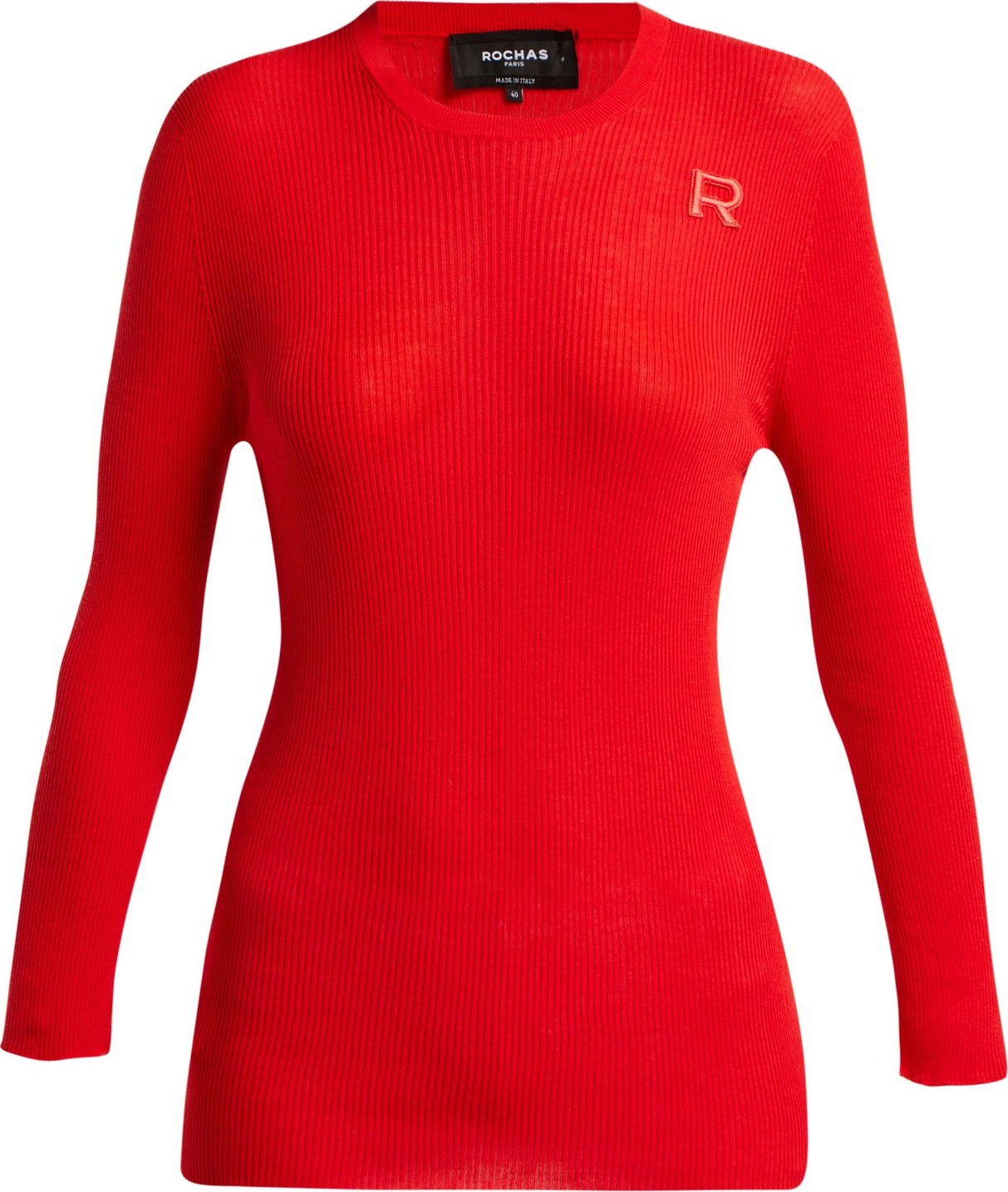 ROCHAS Logo-appliqué ribbed cotton sweater