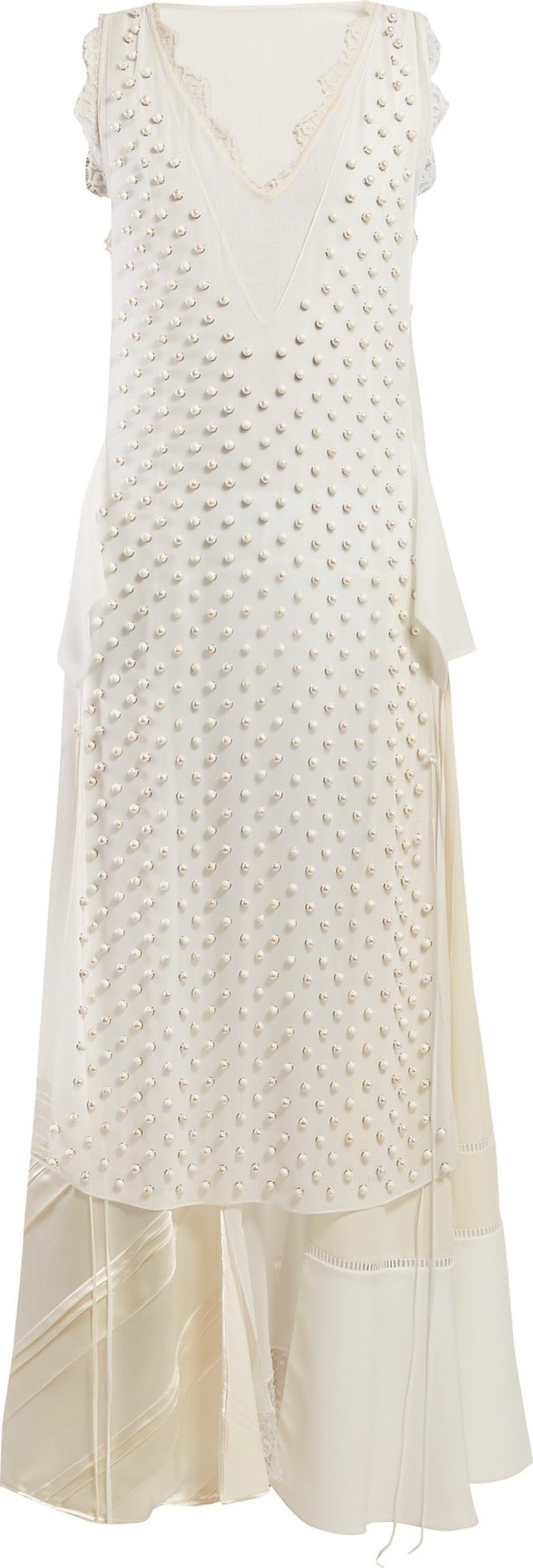 LOEWE Beaded panelled chiffon dress