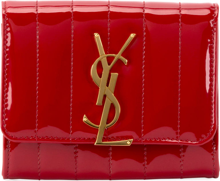 Saint Laurent Vicky YSL Monogram Compact Trifold Wallet