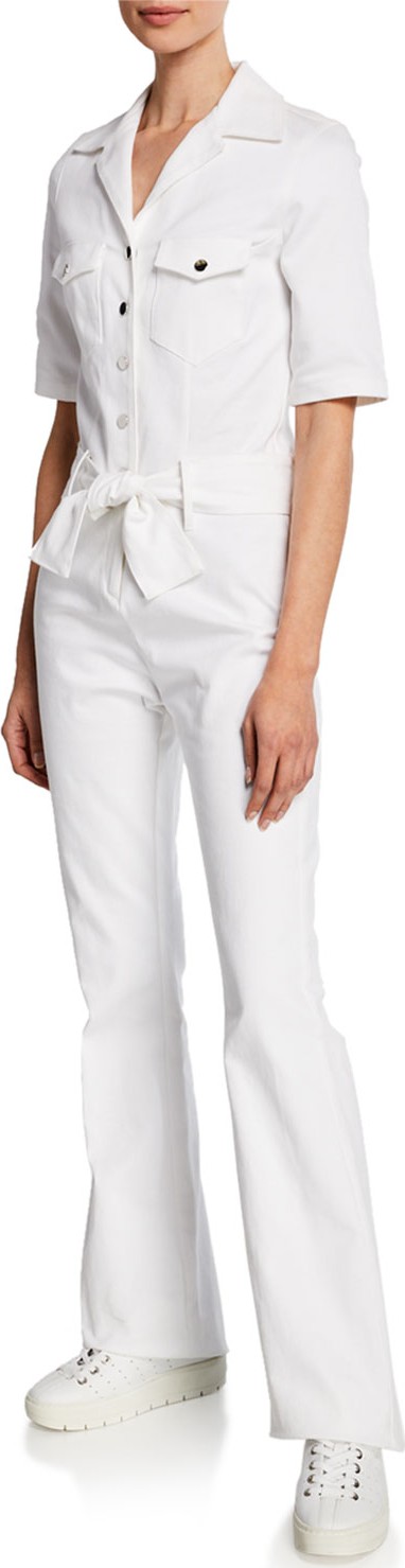 Carolina Ritzler Sophia Short-Sleeve Snap-Front Jumpsuit