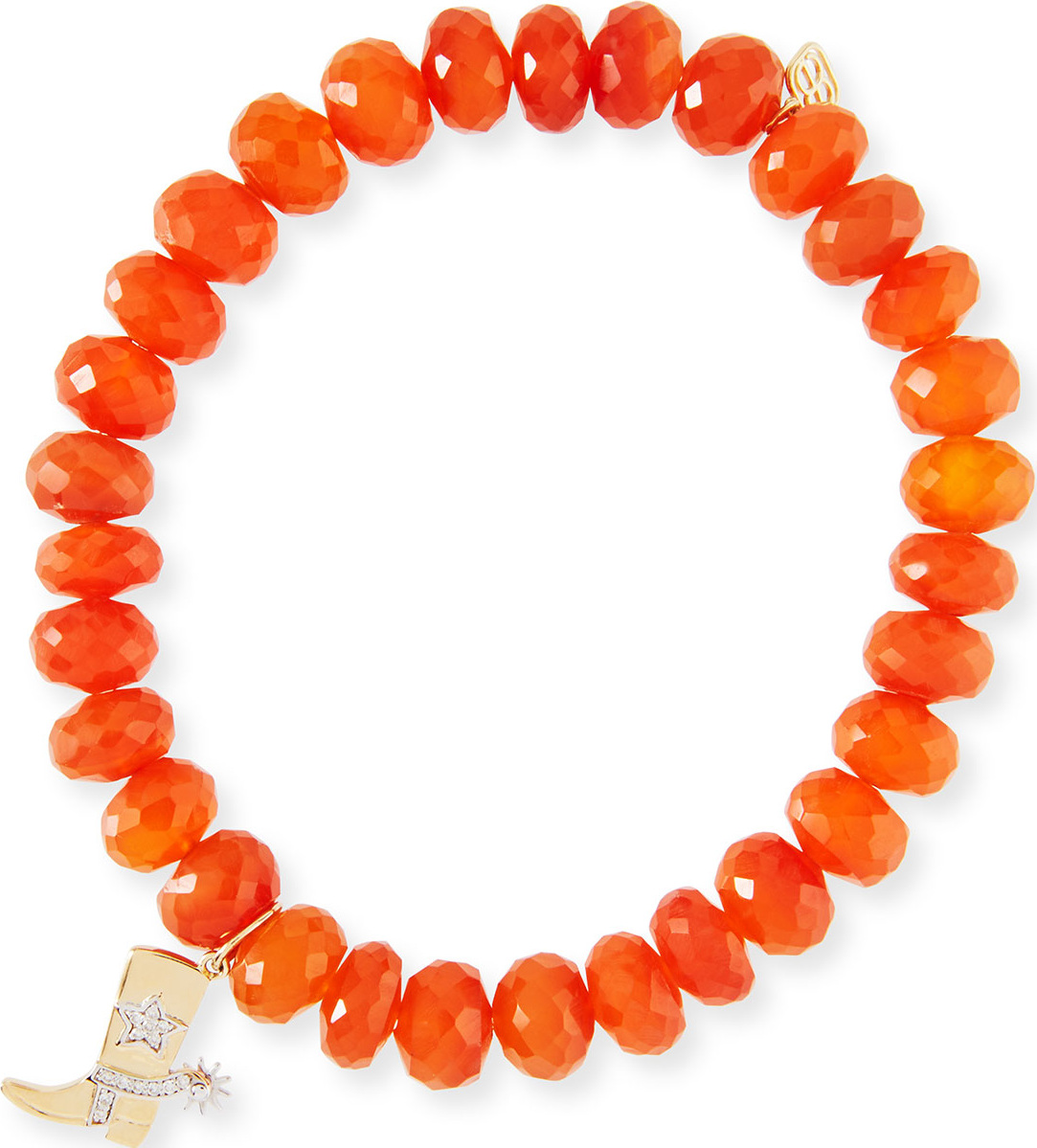 Sydney Evan Carnelian Bead Bracelet w/ Cowboy Boot Charm