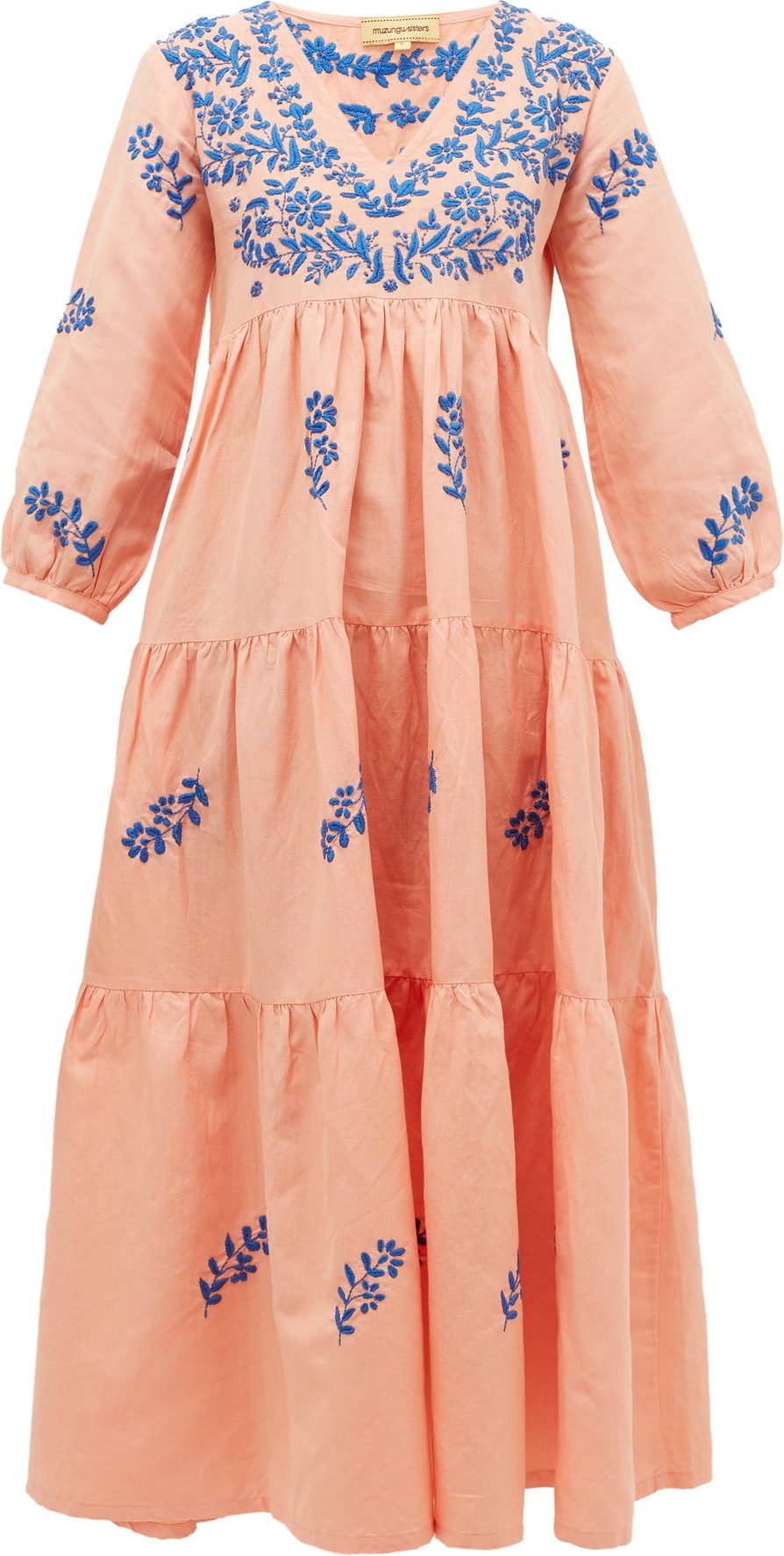 Muzungu Sisters Frangipani floral-embroidered tiered dress