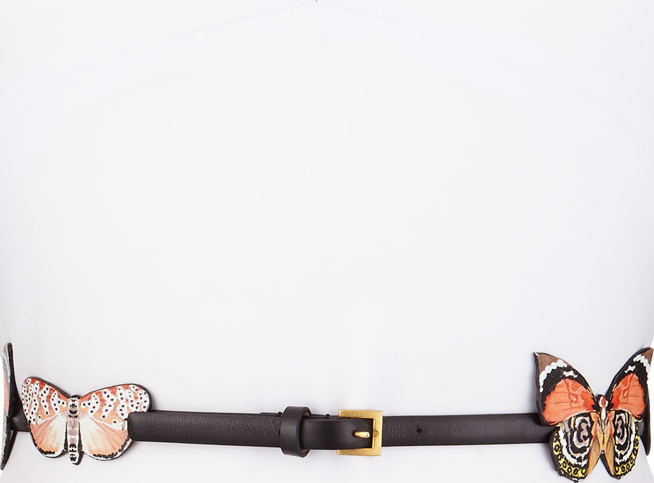 Valentino Leather Butterfly Belt, Black