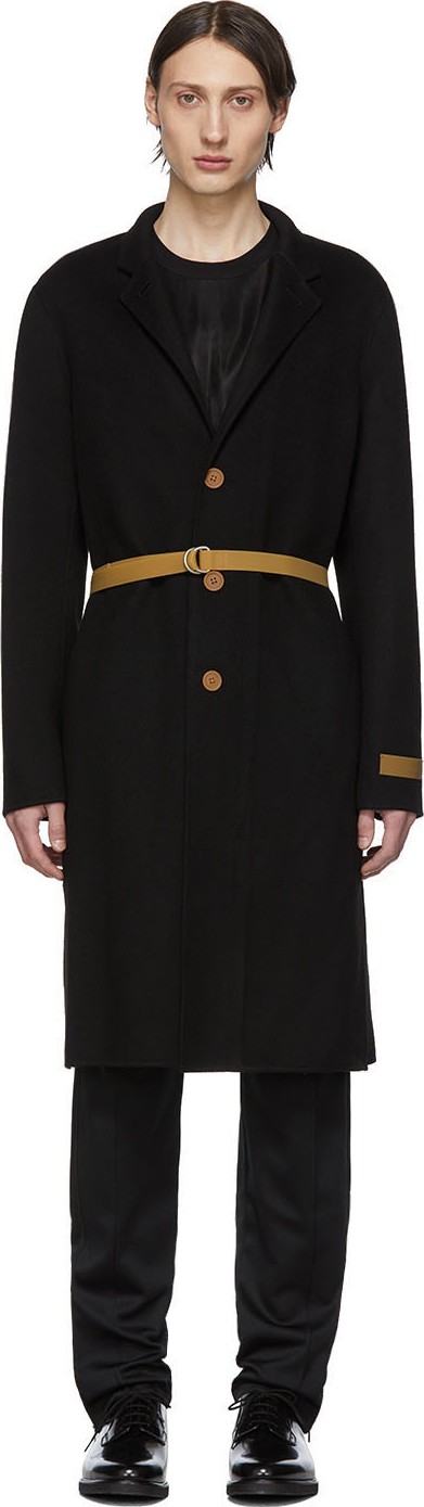 Helmut Lang Black Double Lapel Coat
