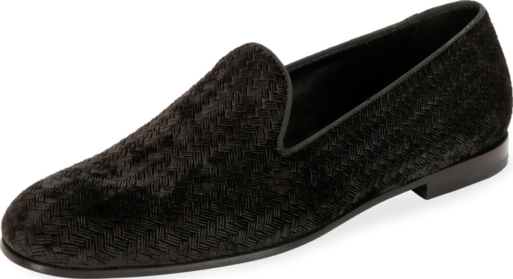 Giorgio Armani Men's Woven Velvet Formal Loafer