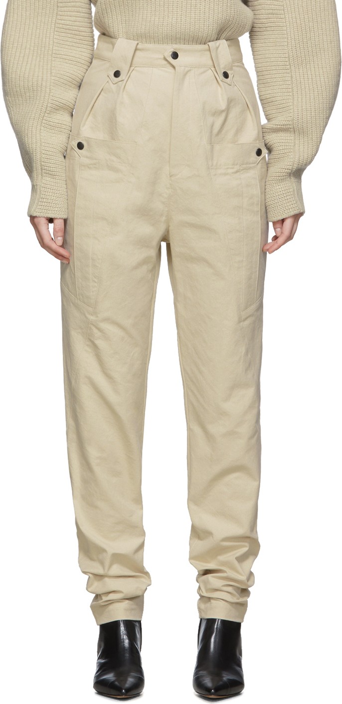 Isabel Marant Beige Tapered Yerris Trousers