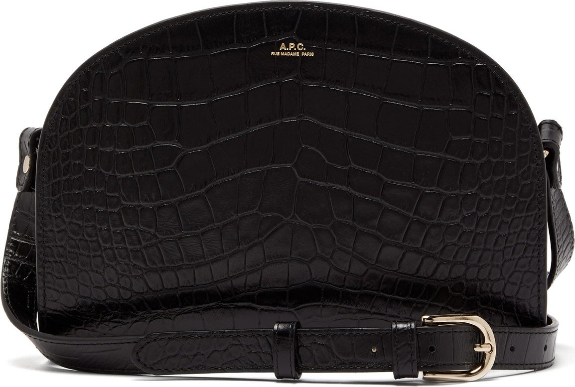 A.P.C. Half-moon crocodile-effect leather cross-body bag