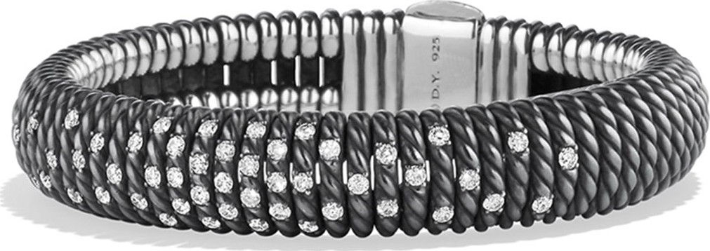 David Yurman 12mm Tempo Spiral Black Spinel Cuff Bracelet