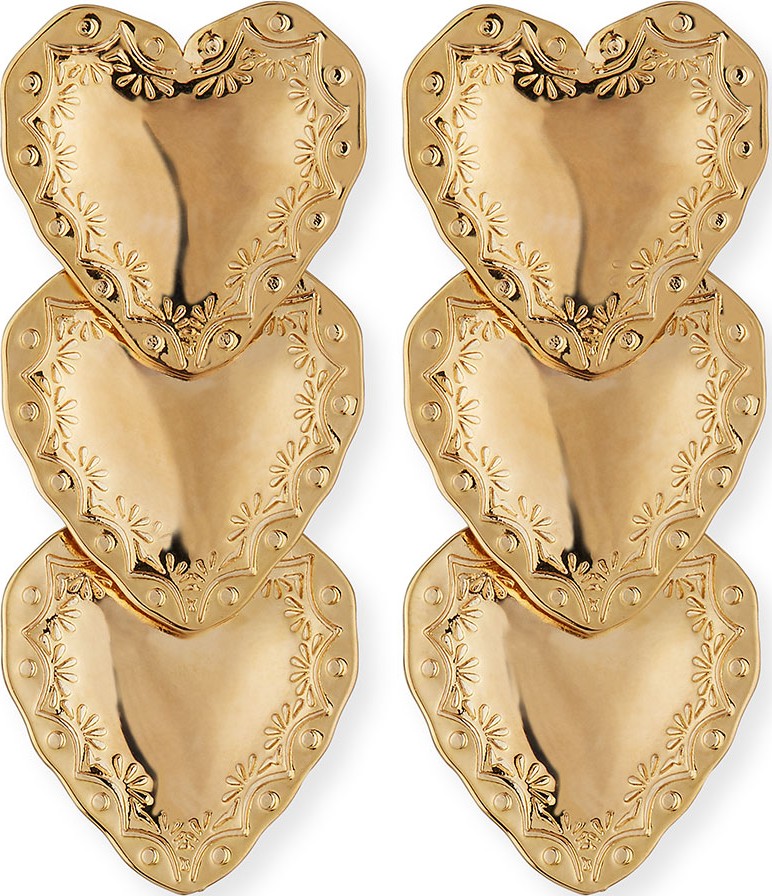 Fallon Heart Drop Earrings, Gold