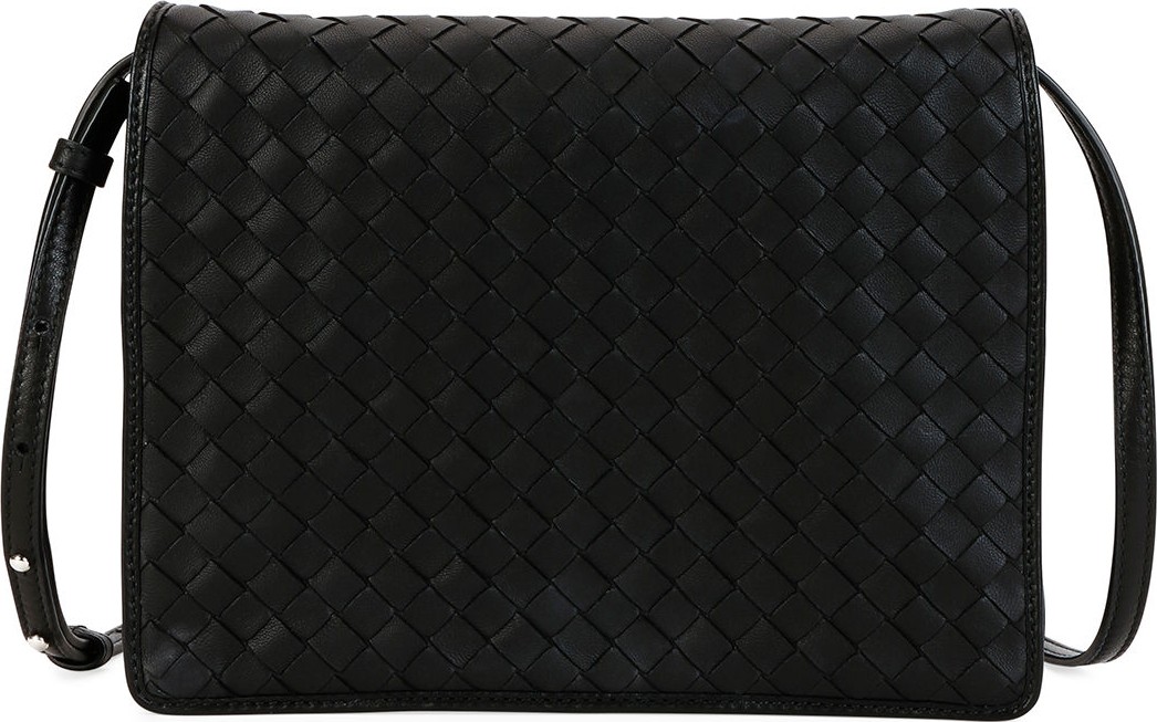 Bottega Veneta Intrecciato Leather Flap Shoulder Bag