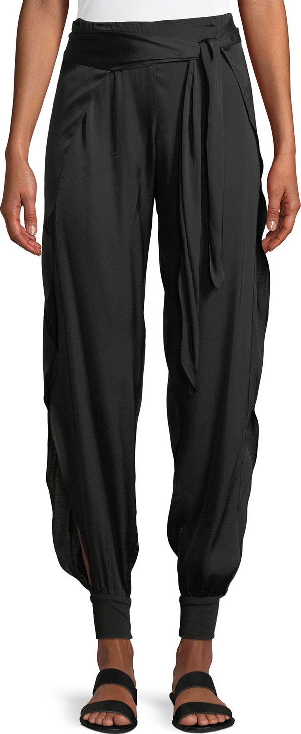 HALSTON HERITAGE Tie-Waist Flowy Cuffed Pants