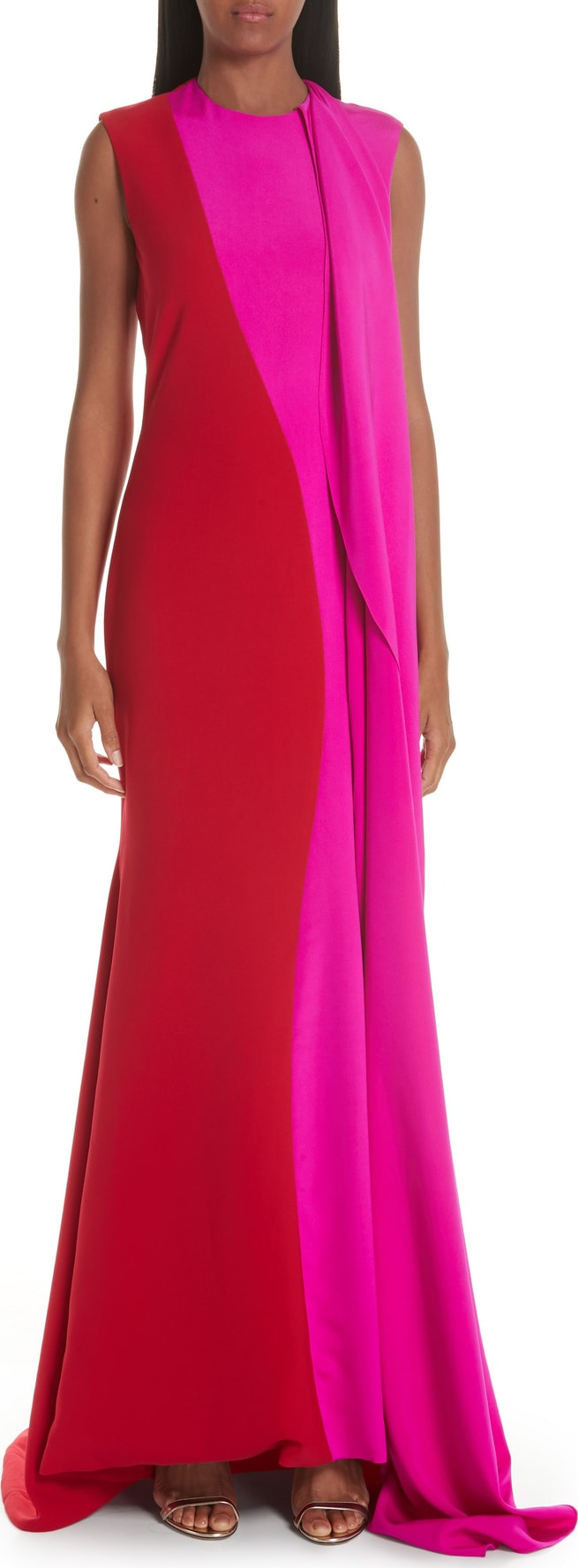 Christian Siriano Side Drape Two-Tone Gown