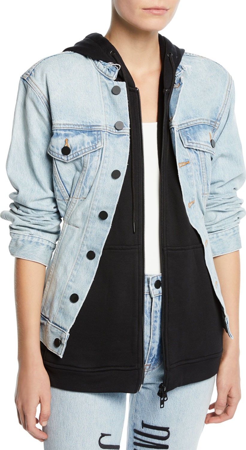 T By Alexander Wang Joint Layered Hooded Denim Jacket