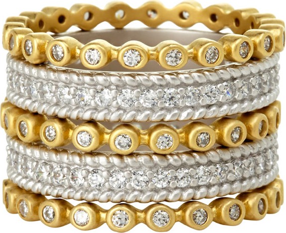 Freida Rothman Five-Row Pave CZ Stones Stacking Ring