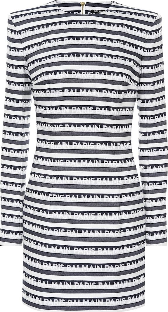Balmain Striped cotton minidress
