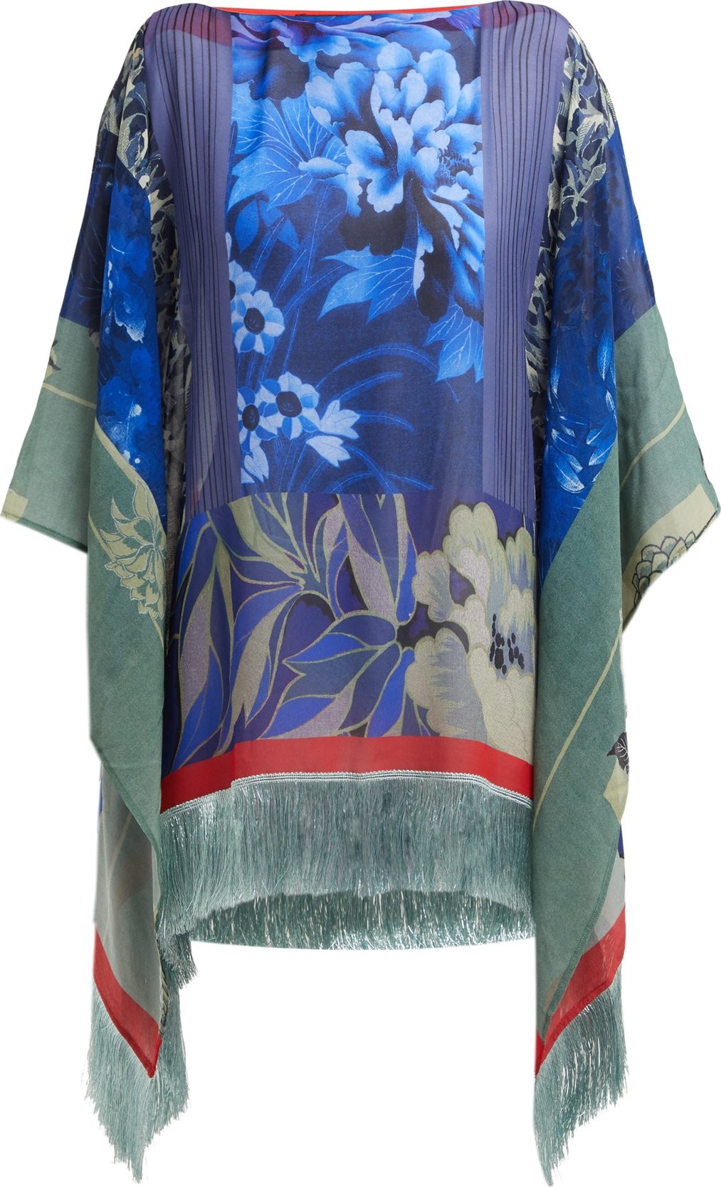Etro Printed silk-crepe poncho