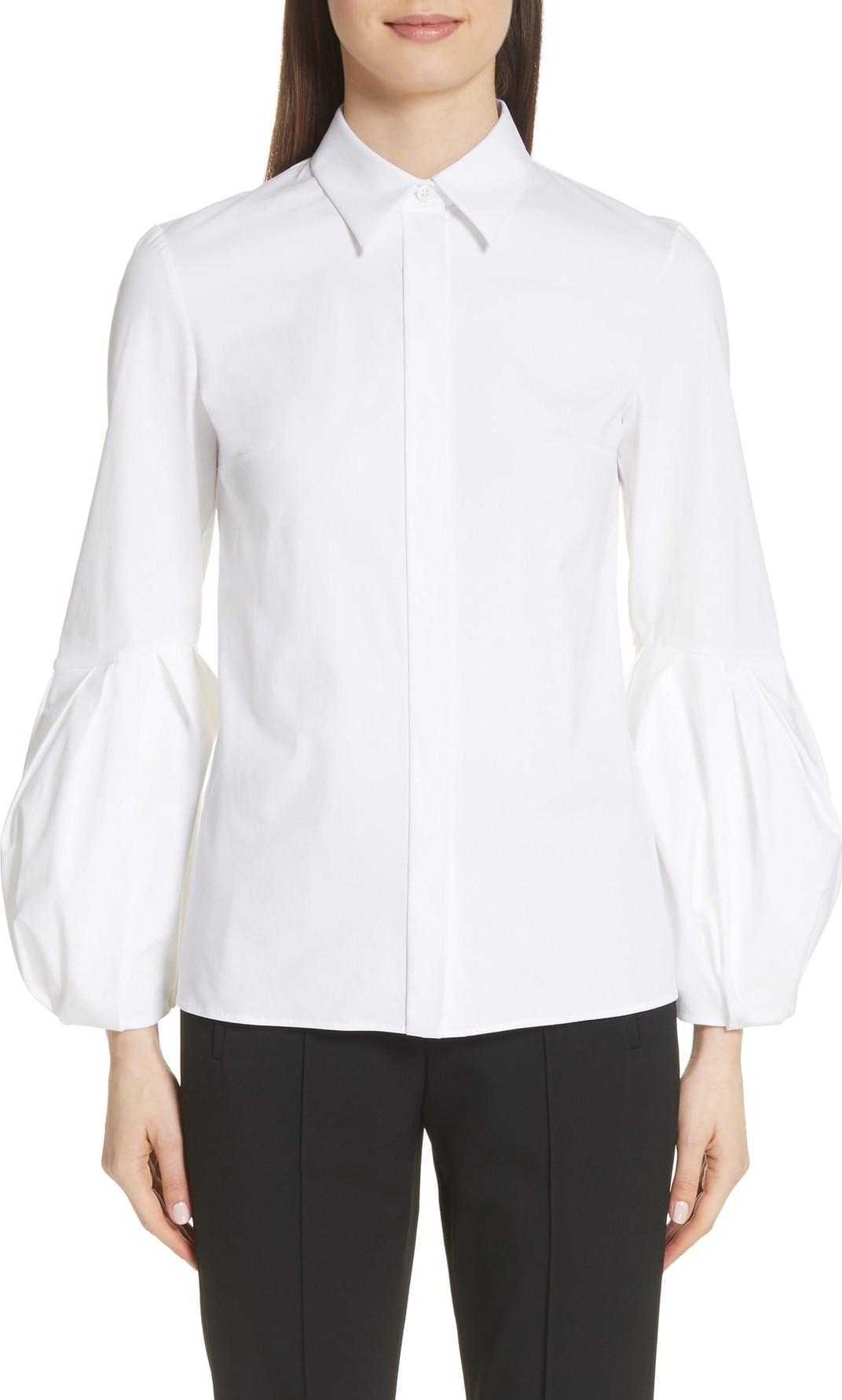 Michael Kors Puff Sleeve Stretch Poplin Shirt